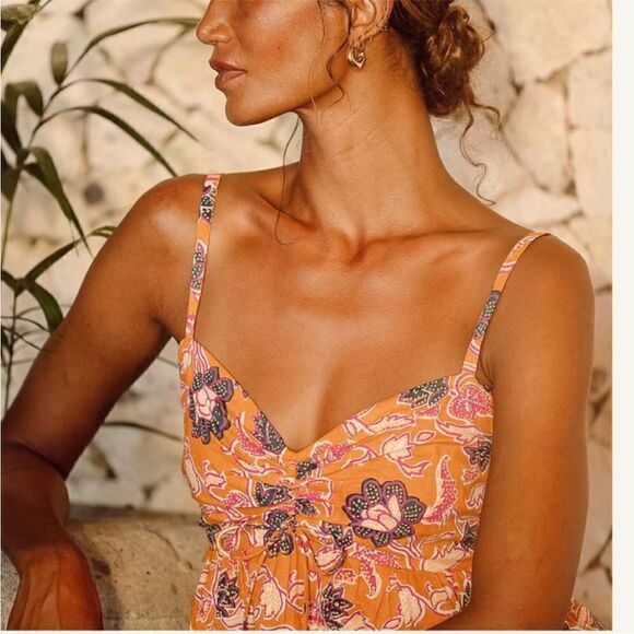 NWT Cleobella Oliana Dress Size Large Orange Floral - Picture 4 of 8